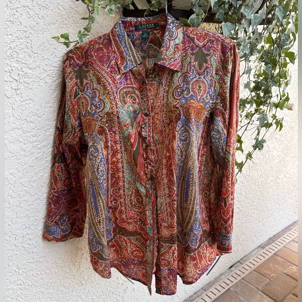 Ralph Lauren Red and Blue Casual Button Down Shirt